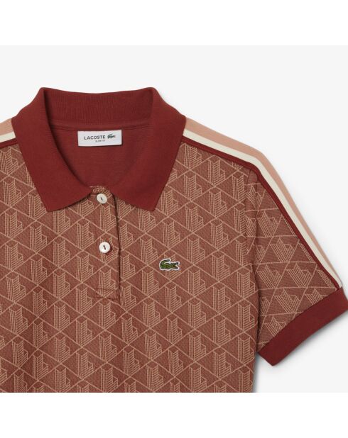 Slimfit-Polokleid aus Jacquard-Jacquard-Jacquard mit Iberis/Latte-Monogramm