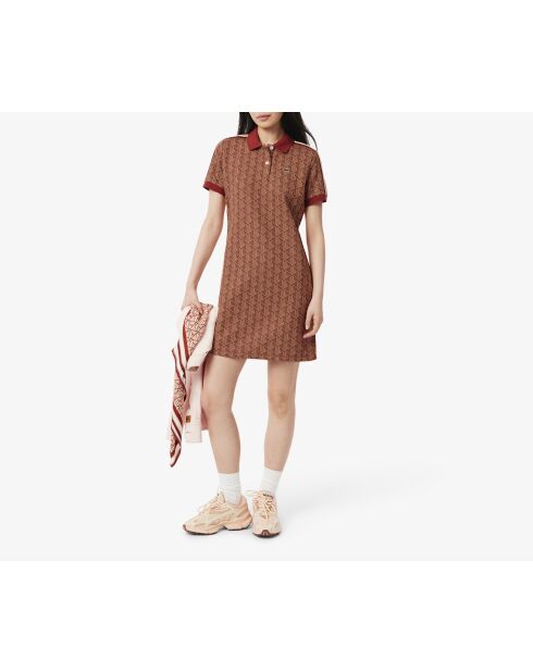 Slimfit-Polokleid aus Jacquard-Jacquard-Jacquard mit Iberis/Latte-Monogramm