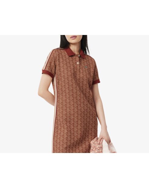 Slimfit-Polokleid aus Jacquard-Jacquard-Jacquard mit Iberis/Latte-Monogramm