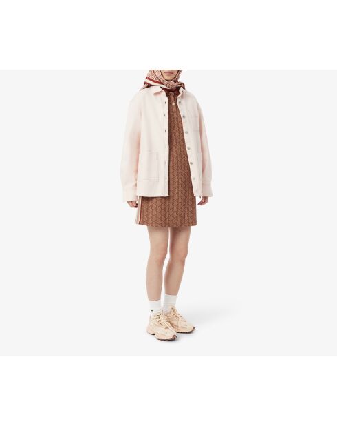 Slimfit-Polokleid aus Jacquard-Jacquard-Jacquard mit Iberis/Latte-Monogramm