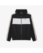 Sportliche Farbblockjacke mit schwarz-weißen Streifen