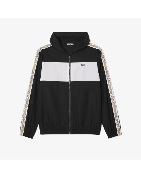 Sportliche Farbblockjacke mit schwarz-weißen Streifen