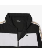 Sportliche Farbblockjacke mit schwarz-weißen Streifen