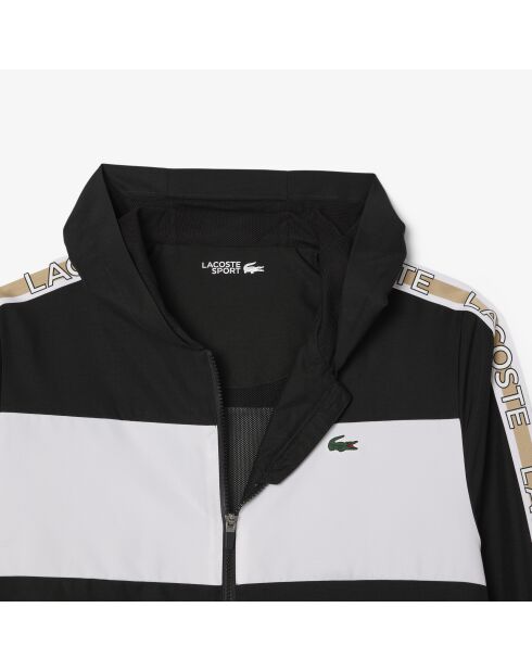 Sportliche Farbblockjacke mit schwarz-weißen Streifen