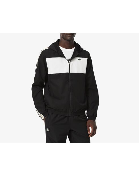 Sportliche Farbblockjacke mit schwarz-weißen Streifen