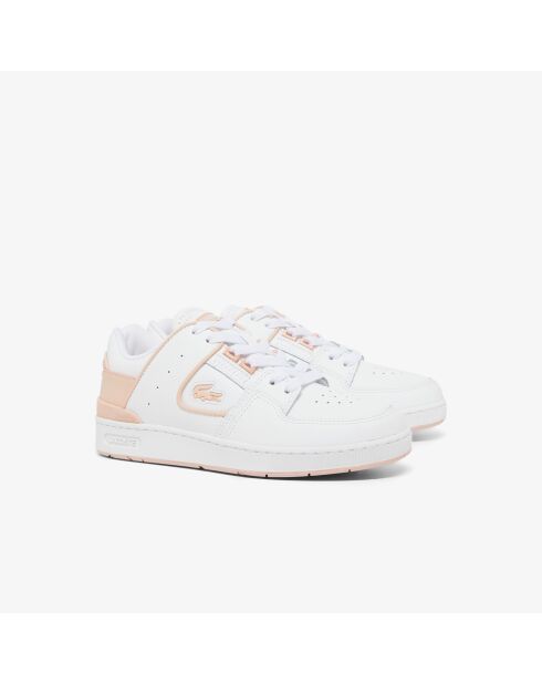 Wit/lichtroze leren Court Cage sneakers