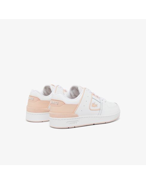 Wit/lichtroze leren Court Cage sneakers