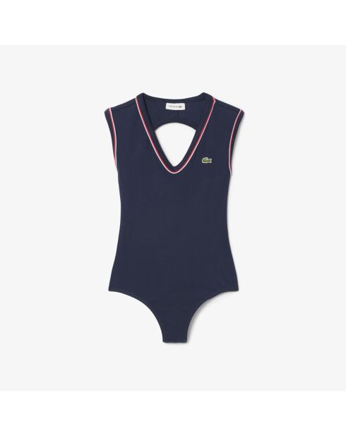 Cuerpo ajustado de algodón abierto en la parte trasera, azul marino y granadino