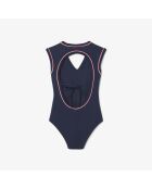 Cuerpo ajustado de algodón abierto en la parte trasera, azul marino y granadino