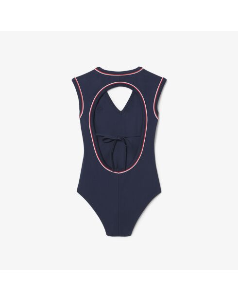 Cuerpo ajustado de algodón abierto en la parte trasera, azul marino y granadino