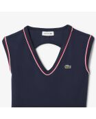 Cuerpo ajustado de algodón abierto en la parte trasera, azul marino y granadino