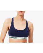 Brassière coton stretch bande contrastée marine