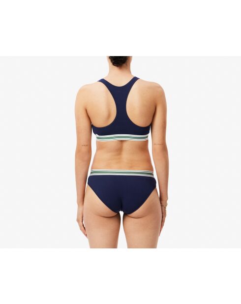Brassière coton stretch bande contrastée marine