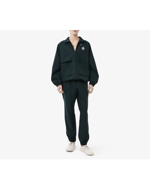 Dunkelgrüne Oversize-Jogginghose aus Parade-Twill