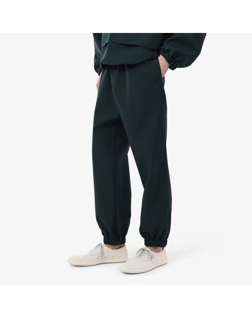 Dunkelgrüne Oversize-Jogginghose aus Parade-Twill