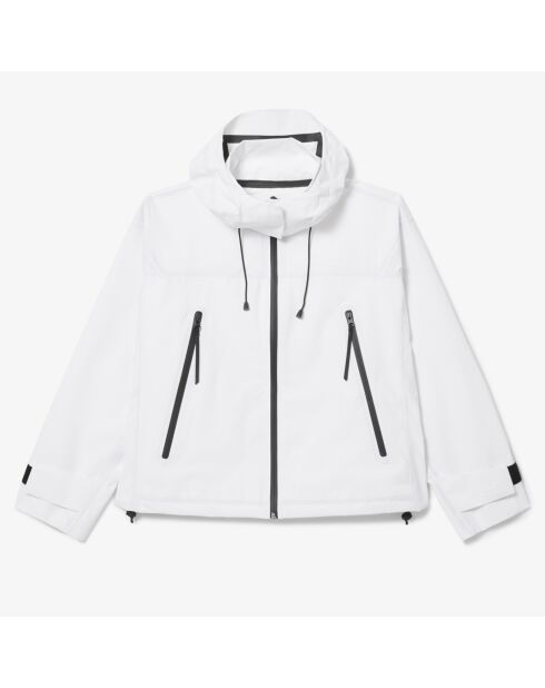 Parka oversize impermeabile bianco con cappuccio