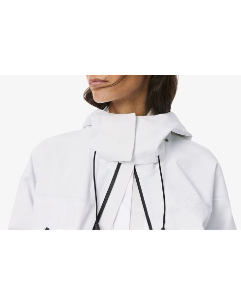 Parka oversize impermeabile bianco con cappuccio