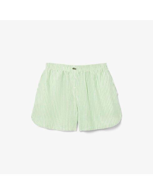 Short ample lin rayé blanc/peppermint