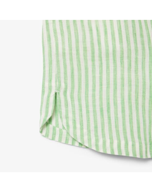 Short ample lin rayé blanc/peppermint