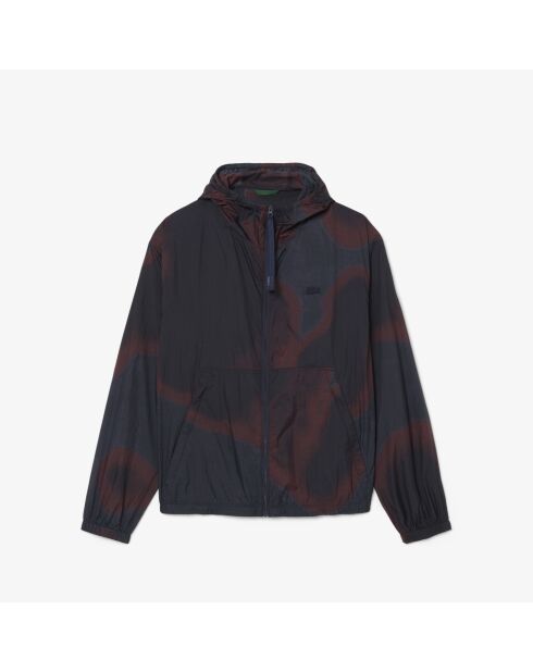 Marineblauw/Falcon/Espresso gradiënt bedrukt ripstop nylon jack