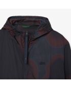 Marineblauw/Falcon/Espresso gradiënt bedrukt ripstop nylon jack