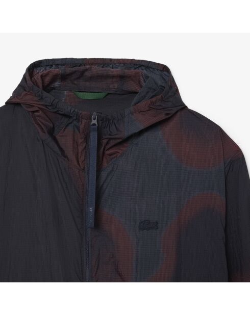 Marineblauw/Falcon/Espresso gradiënt bedrukt ripstop nylon jack