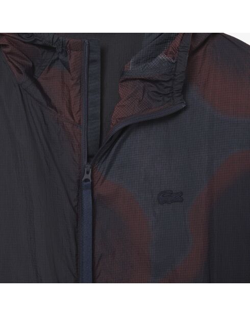 Marineblauw/Falcon/Espresso gradiënt bedrukt ripstop nylon jack