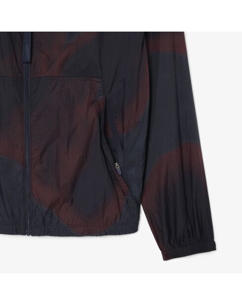 Marineblauw/Falcon/Espresso gradiënt bedrukt ripstop nylon jack