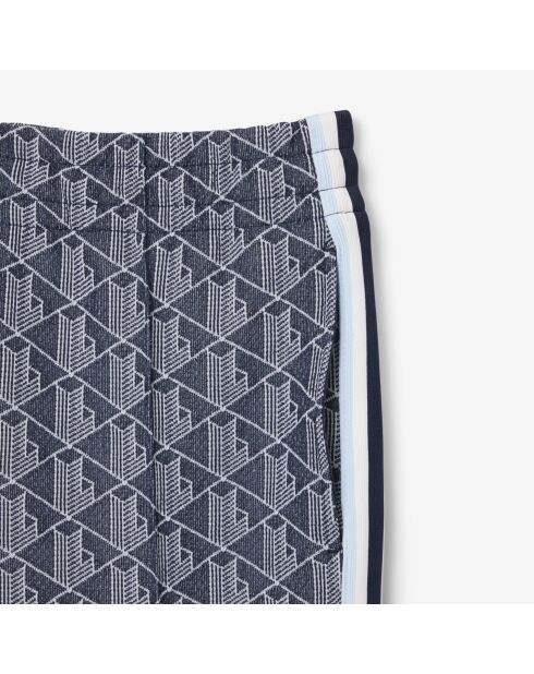 Marineblauw/witte joggingbroek met monogram flare