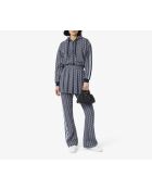 Marineblauw/witte joggingbroek met monogram flare