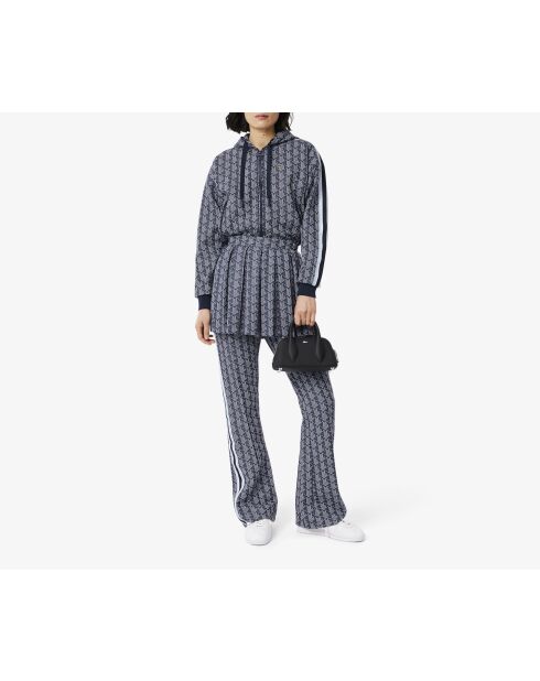 Marineblauw/witte joggingbroek met monogram flare