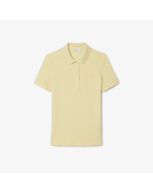 L.12.D poloshirt met slanke pasvorm van minipiqué en stretch in zonneporselein