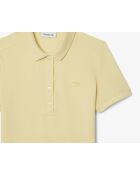 L.12.D poloshirt met slanke pasvorm van minipiqué en stretch in zonneporselein