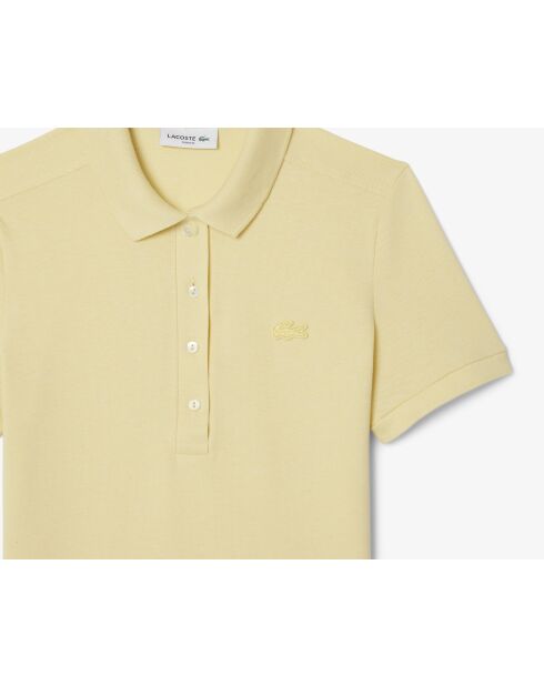L.12.D poloshirt met slanke pasvorm van minipiqué en stretch in zonneporselein