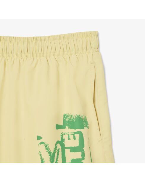 Bañador largo con marca amarilla/calathea