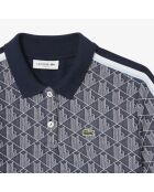 Polo slim fit jacquard monogramme marine/blanc