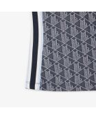 Polo slim fit jacquard monogramme marine/blanc