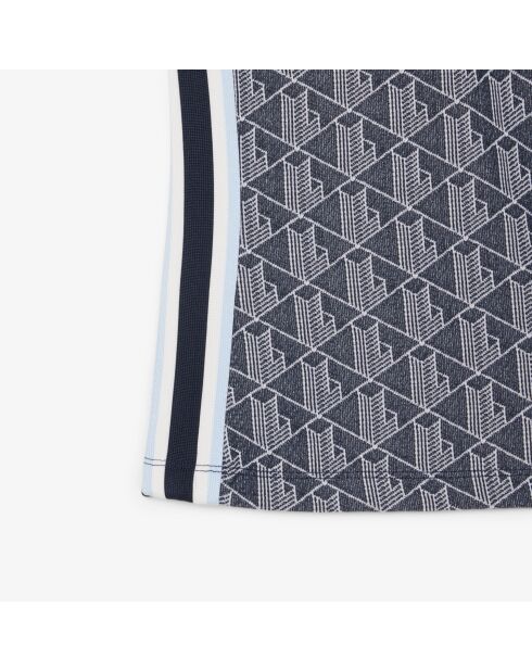Polo slim fit jacquard monogramme marine/blanc