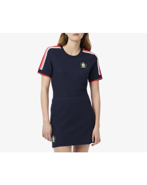 Marineblauw T-shirt met piqué noppé