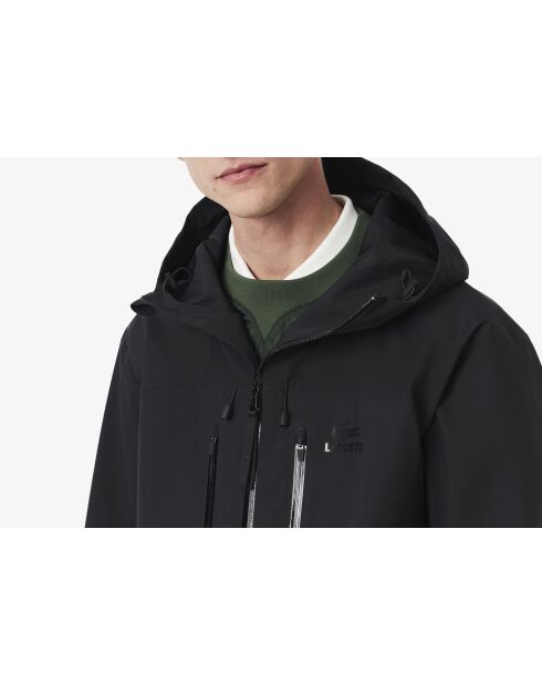 Parka à capuche imperméable et coupe-vent noire