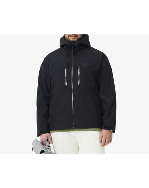 Parka à capuche imperméable et coupe-vent noire