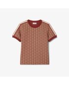 T-shirt slim fit jacquard monogramme iberis/latte