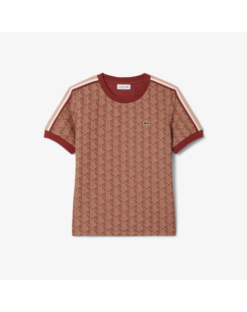 T-shirt slim fit jacquard monogramme iberis/latte