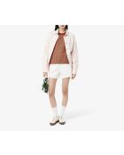 T-shirt slim fit jacquard monogramme iberis/latte