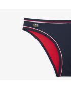 Marineblauw/Grenadine stream-stream zwembroekje met contrasterende details