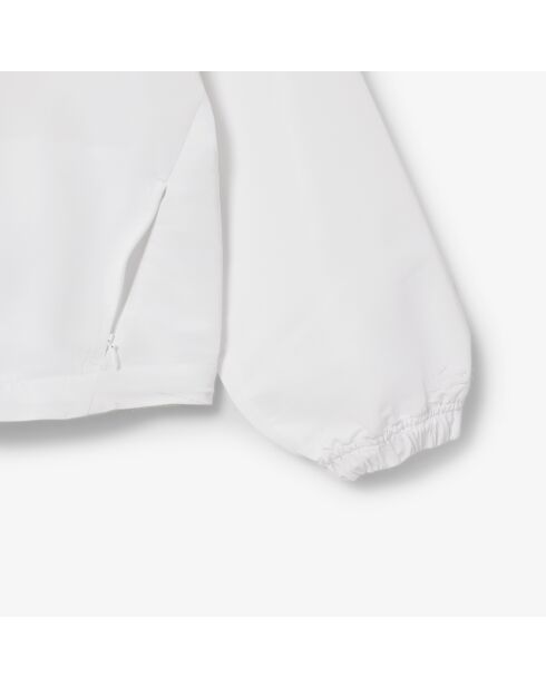 Weiße Kurzjacke mit Reißverschluss in Übergröße mit Kapuze