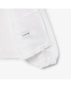 Weiße Kurzjacke mit Reißverschluss in Übergröße mit Kapuze