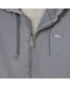 Kapuzenjacke aus gefärbtem Denim mit verwaschenem Effekt in Limestone-Optik