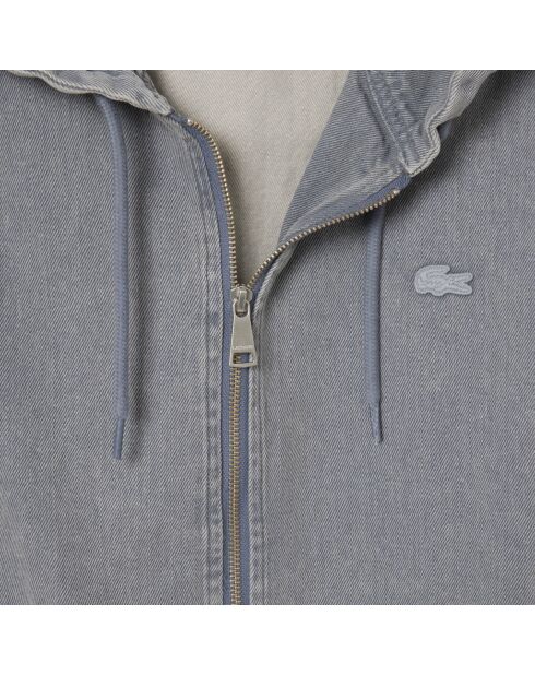 Kapuzenjacke aus gefärbtem Denim mit verwaschenem Effekt in Limestone-Optik