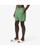 Traje de baño de longitud media con monograma con estampado Calathea/sand